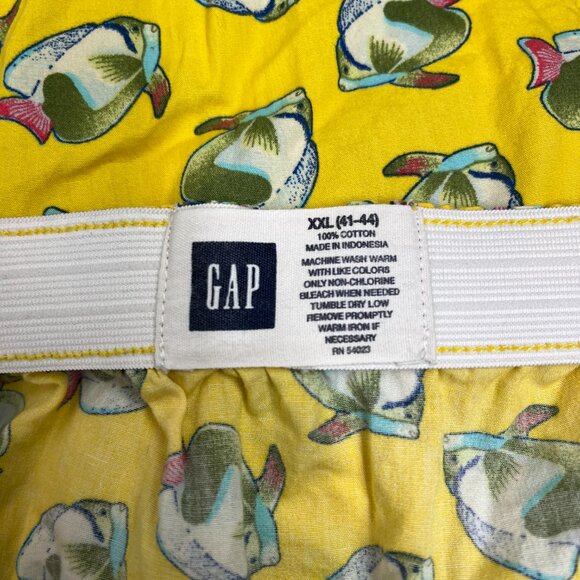 GAP Men's XXL Yellow Fish All Over Print Boxer Shorts Lounge Sleep Green - Picture 4 of 4